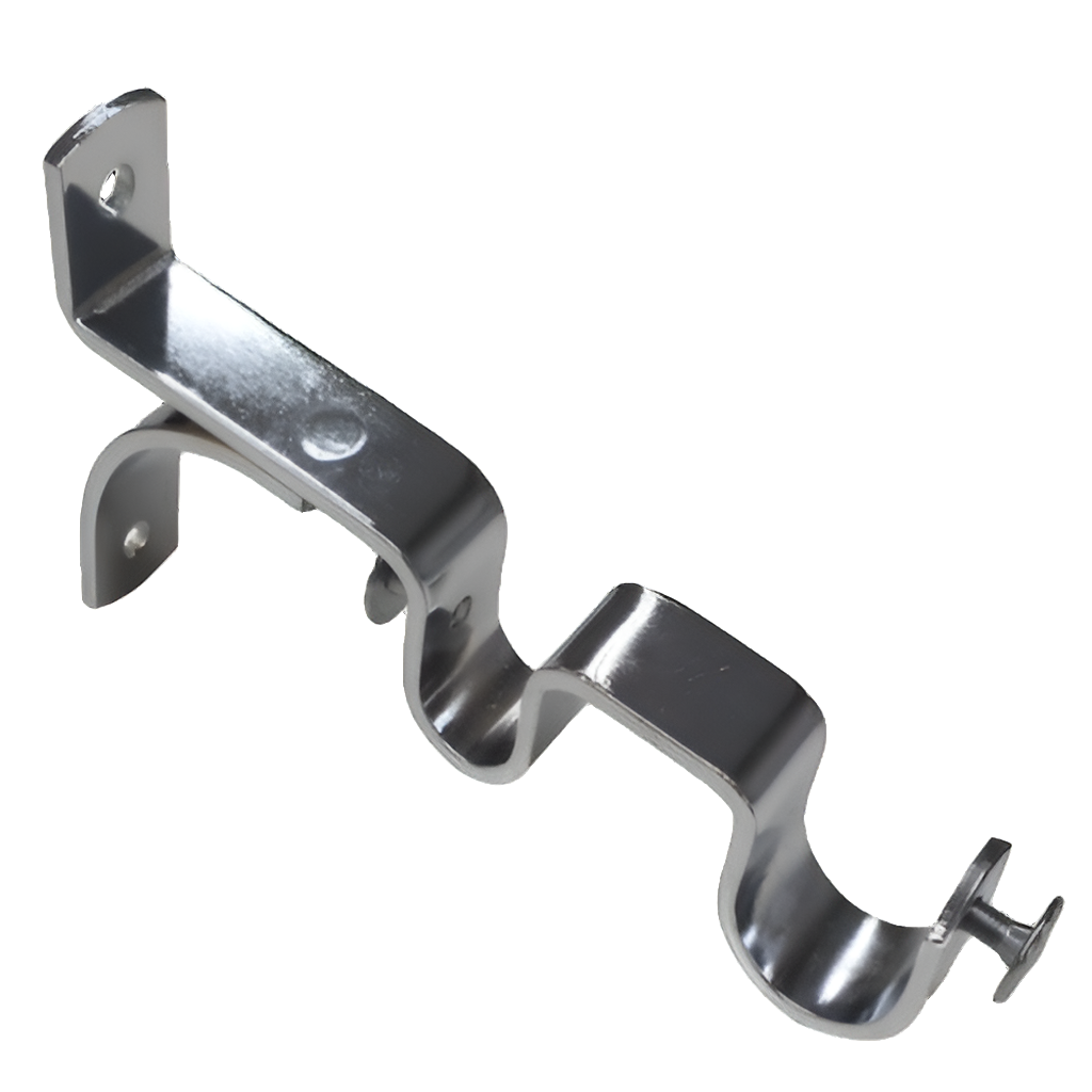 25/16mm Alpha Metal Bracket - Double - Chrome-1pckt x 2