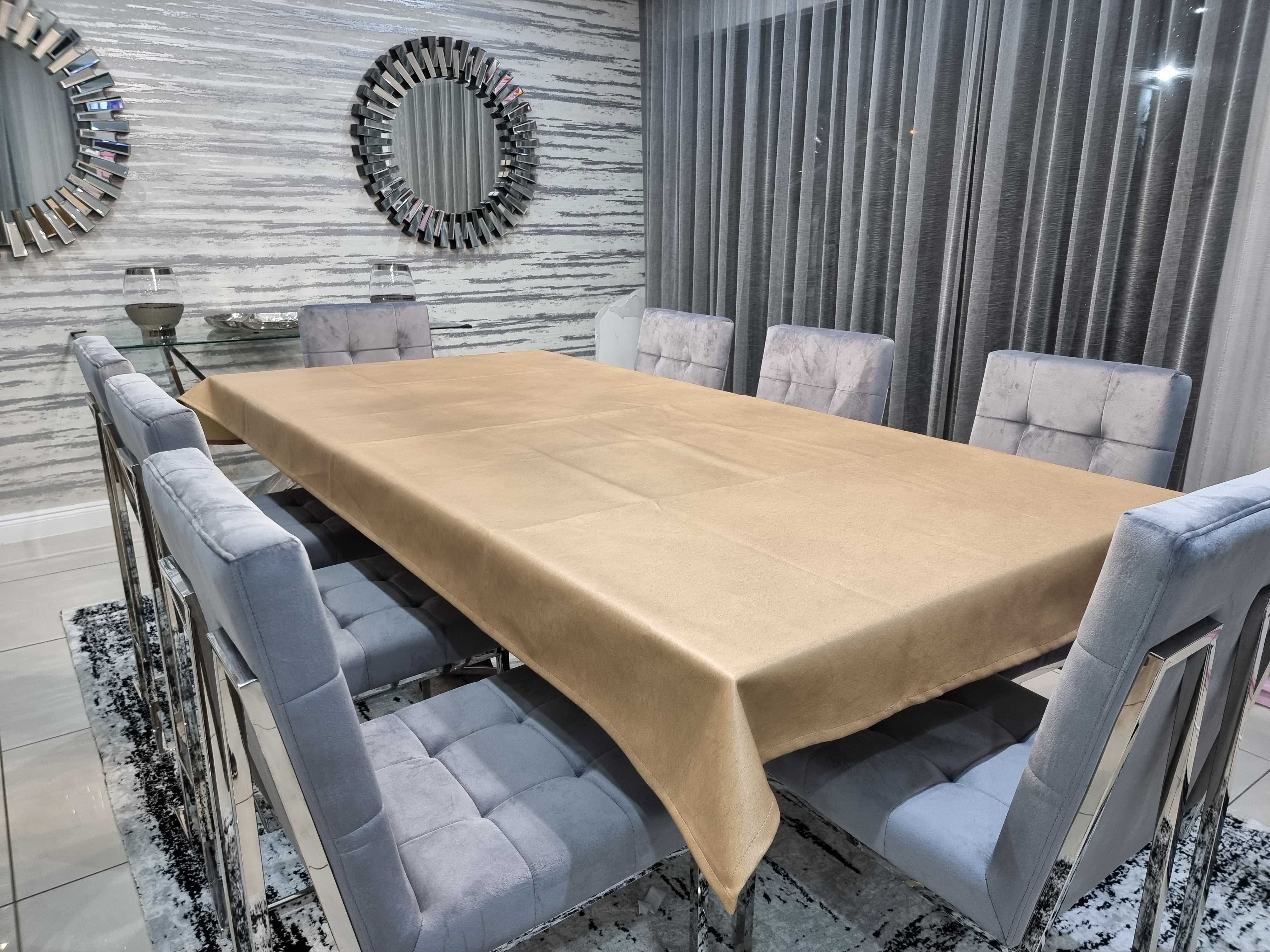 Tan PU Leather Tablecloth 140cm x 250cm