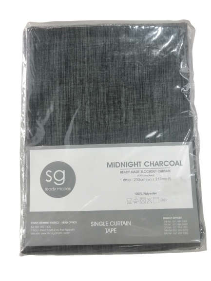 Stuart Graham Ready Made Curtains Blockout  - Midnight Charcoal